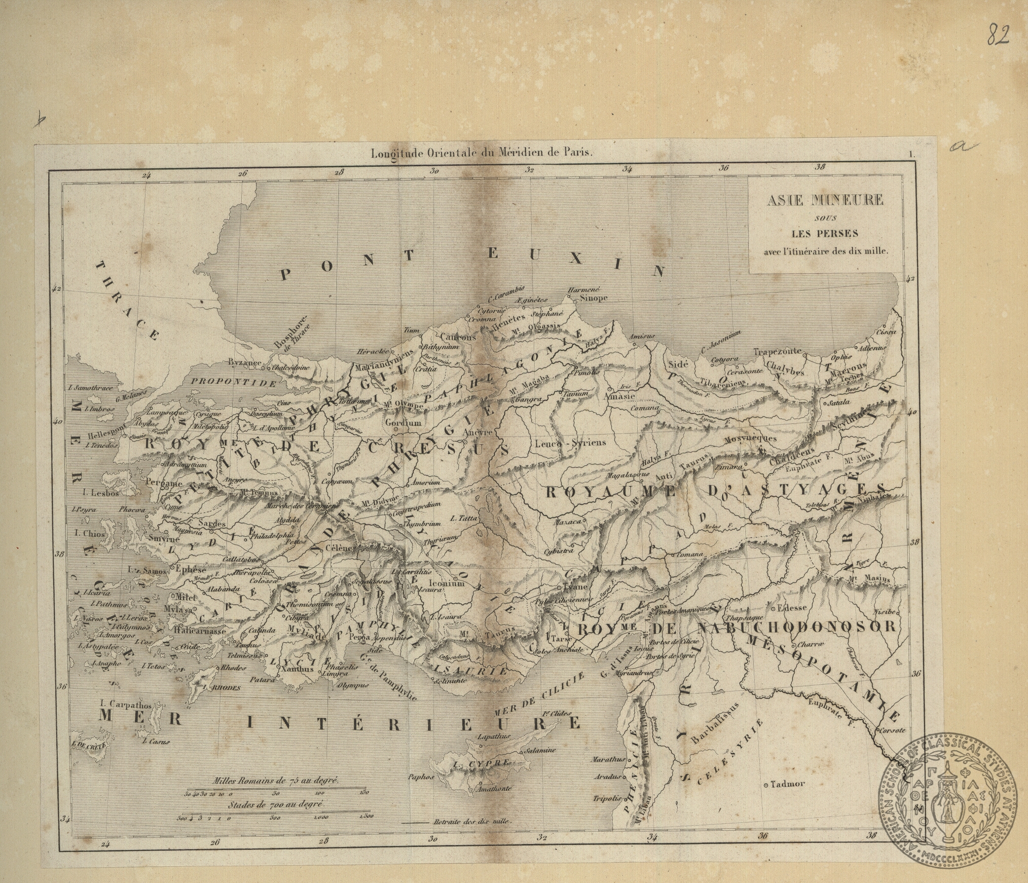 Asie Mineure sous les Perses avec l'itineraire des dix mille.